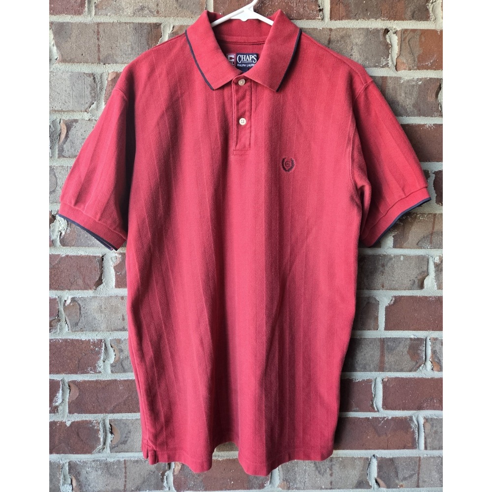 Vintage Chaps Ralph Lauren Polo Shirt Mens M Red 100% Cotton 90s Preppy Logo